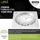 UNO Square Flat Cut Floor Drain (5 x 5 Inches) with Hole - LIPKA - Lipka Home