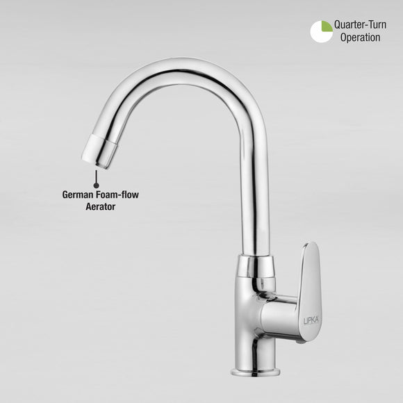 Virgo Swan Neck with Small (12 Inches) Round Swivel Spout Faucet - LIPKA - Lipka Home