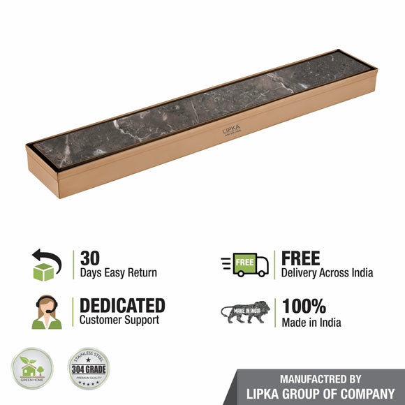 Marble Insert Shower Drain Channel - Antique Copper (18 x 2 Inches) - LIPKA - Lipka Home