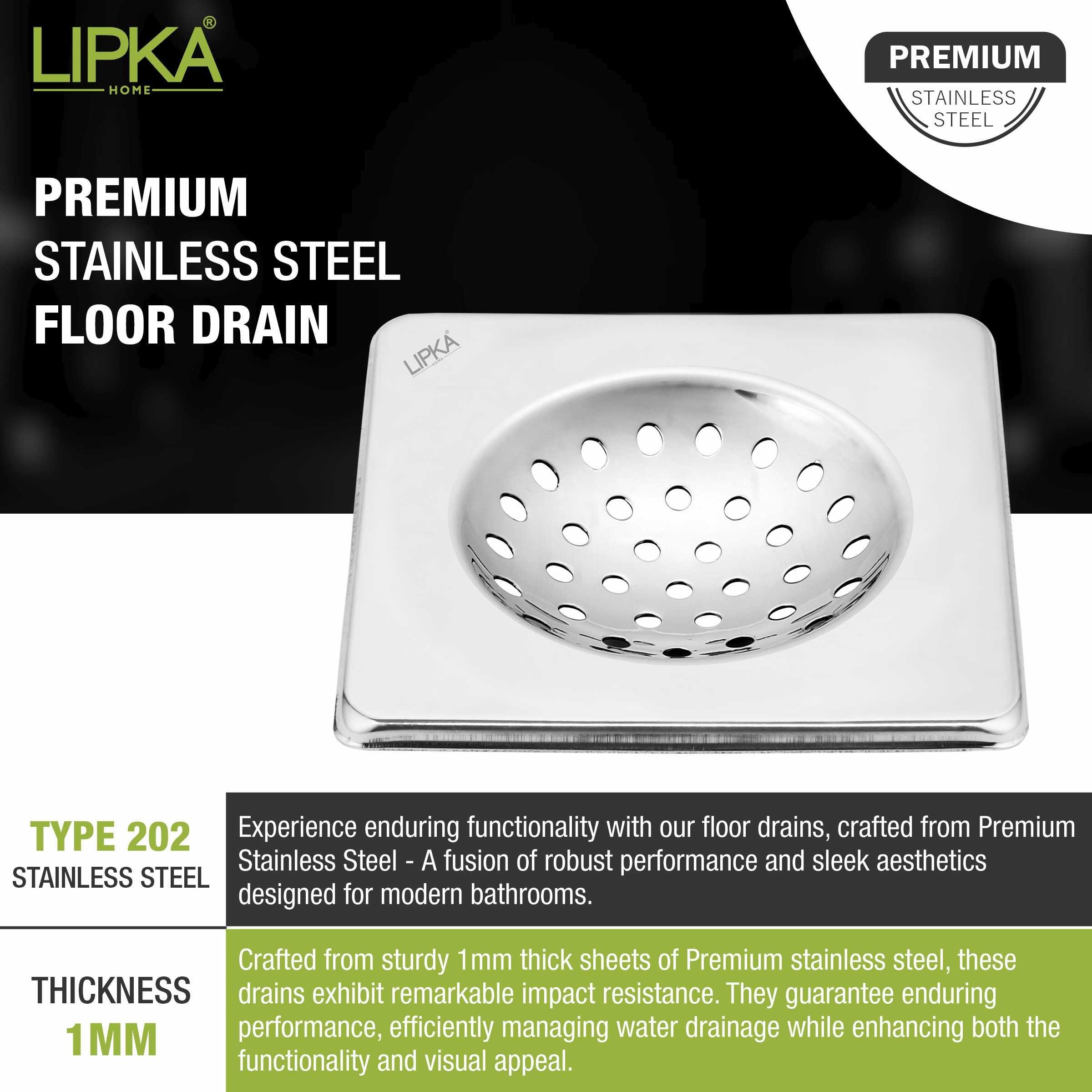 UNO Square Floor Drain (6 x 6 Inches) - LIPKA - Lipka Home