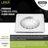 UNO Square Floor Drain (6 x 6 Inches) - LIPKA