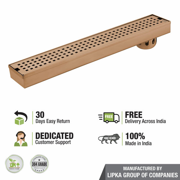 Palo Shower Drain Channel - Antique Copper (48 x 3 Inches) - LIPKA - Lipka Home