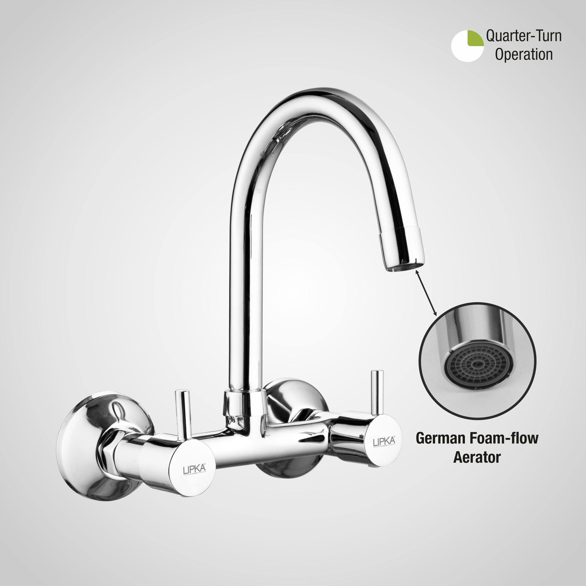 Kyron Sink Mixer Brass Faucet with Round Swivel Spout (12 Inches) - LIPKA - Lipka Home