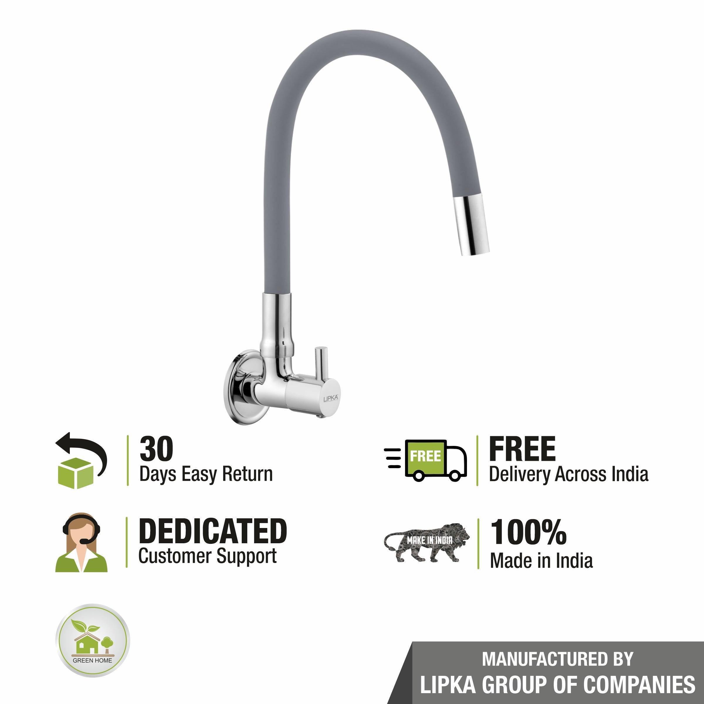 Kyron Sink Tap Brass Faucet with Flexible Silicone Spout (Grey) - LIPKA - Lipka Home