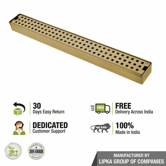 Palo Shower Drain Channel - Yellow Gold (36 x 2 Inches) - LIPKA - Lipka Home