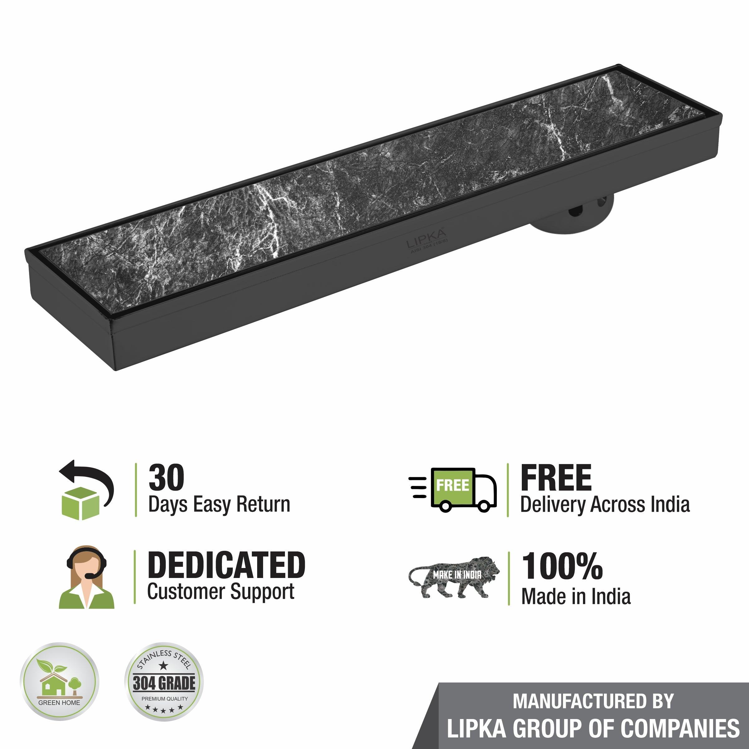 Tile Insert Shower Drain Channel - Black (24 x 4 Inches) - LIPKA - Lipka Home