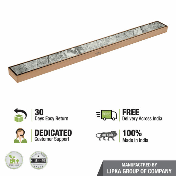 Tile Insert Shower Drain Channel - Antique Copper (40 x 2 Inches) - LIPKA - Lipka Home