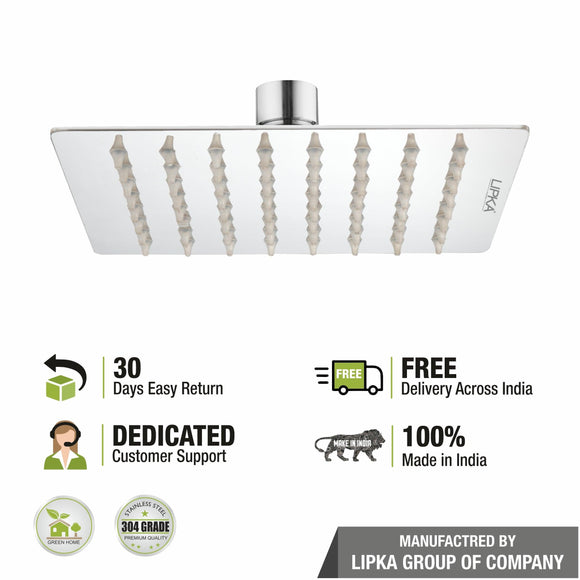 Ultra Thin 304-Grade Overhead Rain Shower (8 x 8 Inches) - LIPKA - Lipka Home