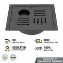 Pink Exclusive Square Flat Cut Floor Drain in Black PVD Coating (5 x 5 Inches) with Hole & Cockroach Trap - LIPKA - Lipka Home