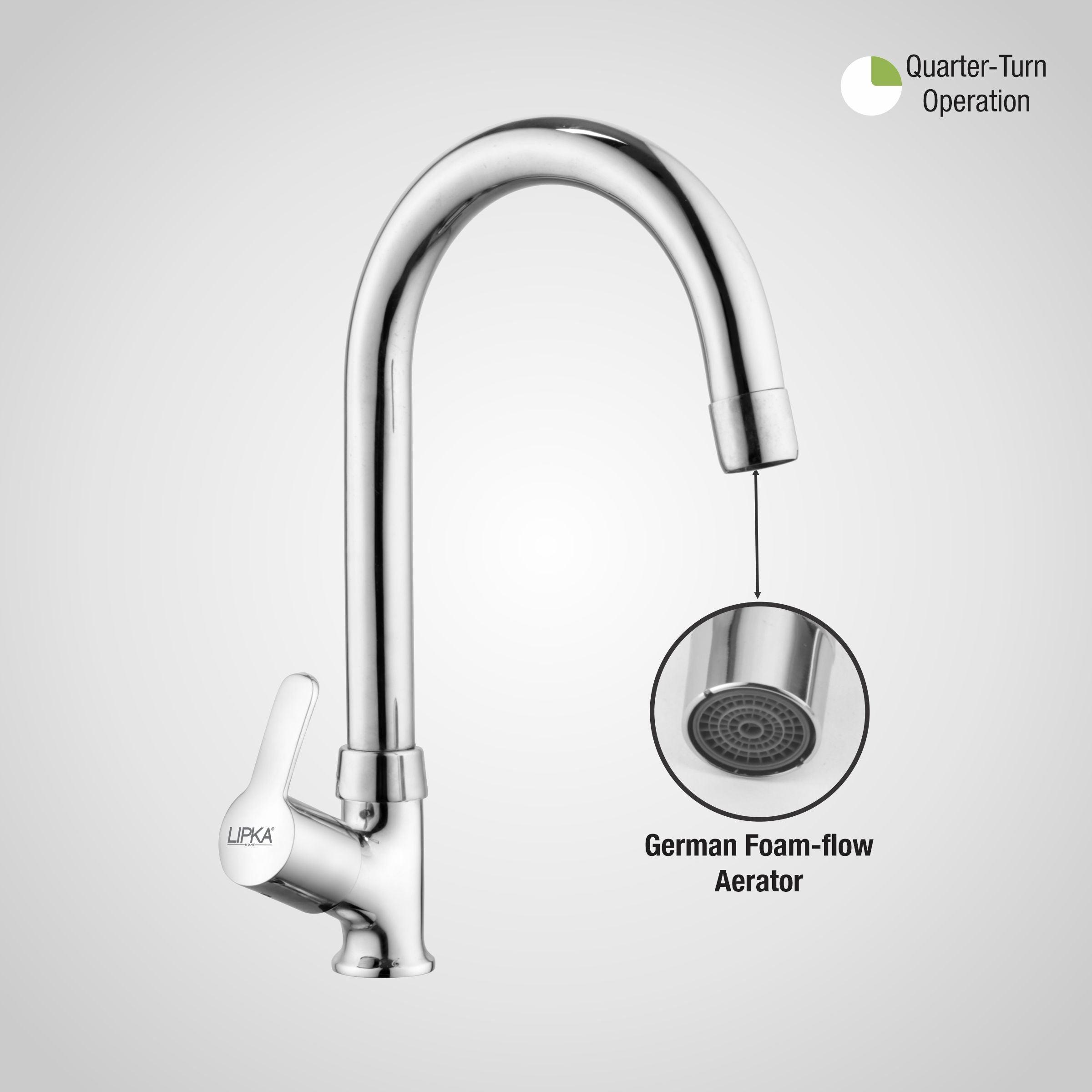 Frenk Swan Neck Brass Faucet with Round Swivel Spout (15 Inches) - LIPKA - Lipka Home