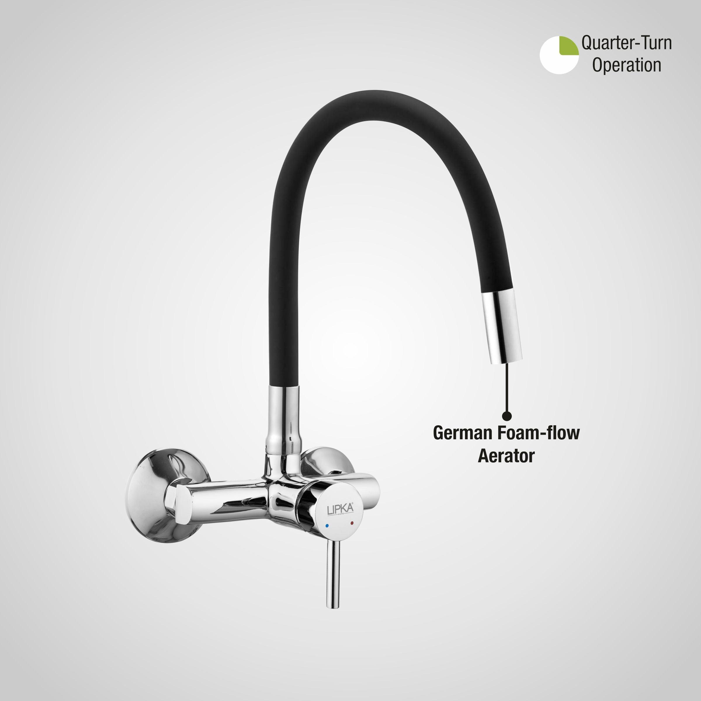 Kyron Single Lever Sink Mixer with Black Flexible Silicone Spout (20 Inches) - LIPKA - Lipka Home