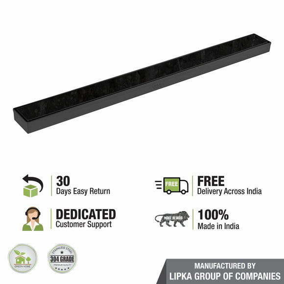 Tile Insert Shower Drain Channel - Black (32 x 2 Inches) - LIPKA - Lipka Home