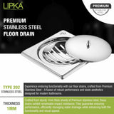 Saturn Square Floor Drain with Classic Jali  (5 x 5 Inches) - LIPKA