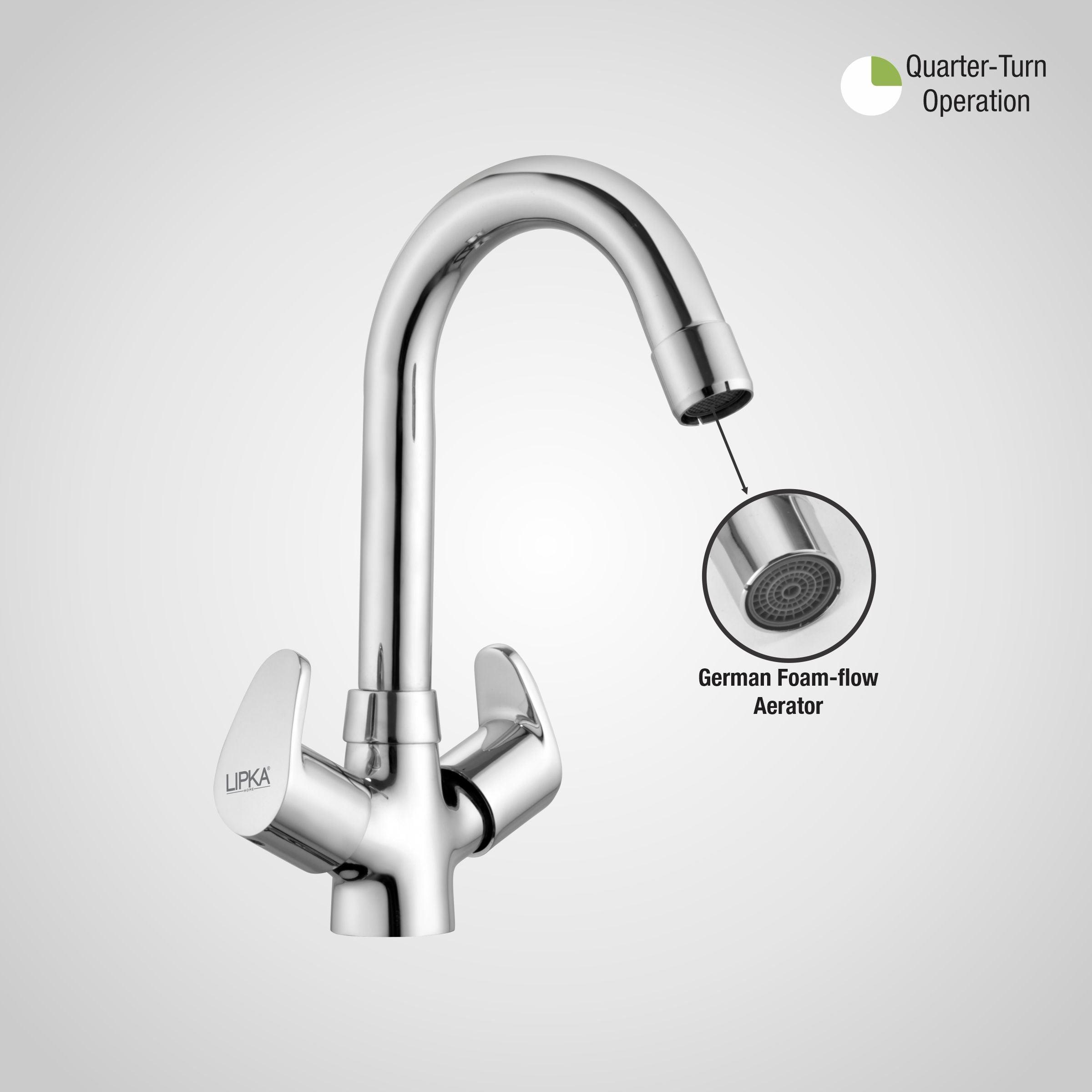 Apple Centre Hole Basin Mixer Brass Faucet with Round Swivel Spout (12 Inches) - LIPKA - Lipka Home