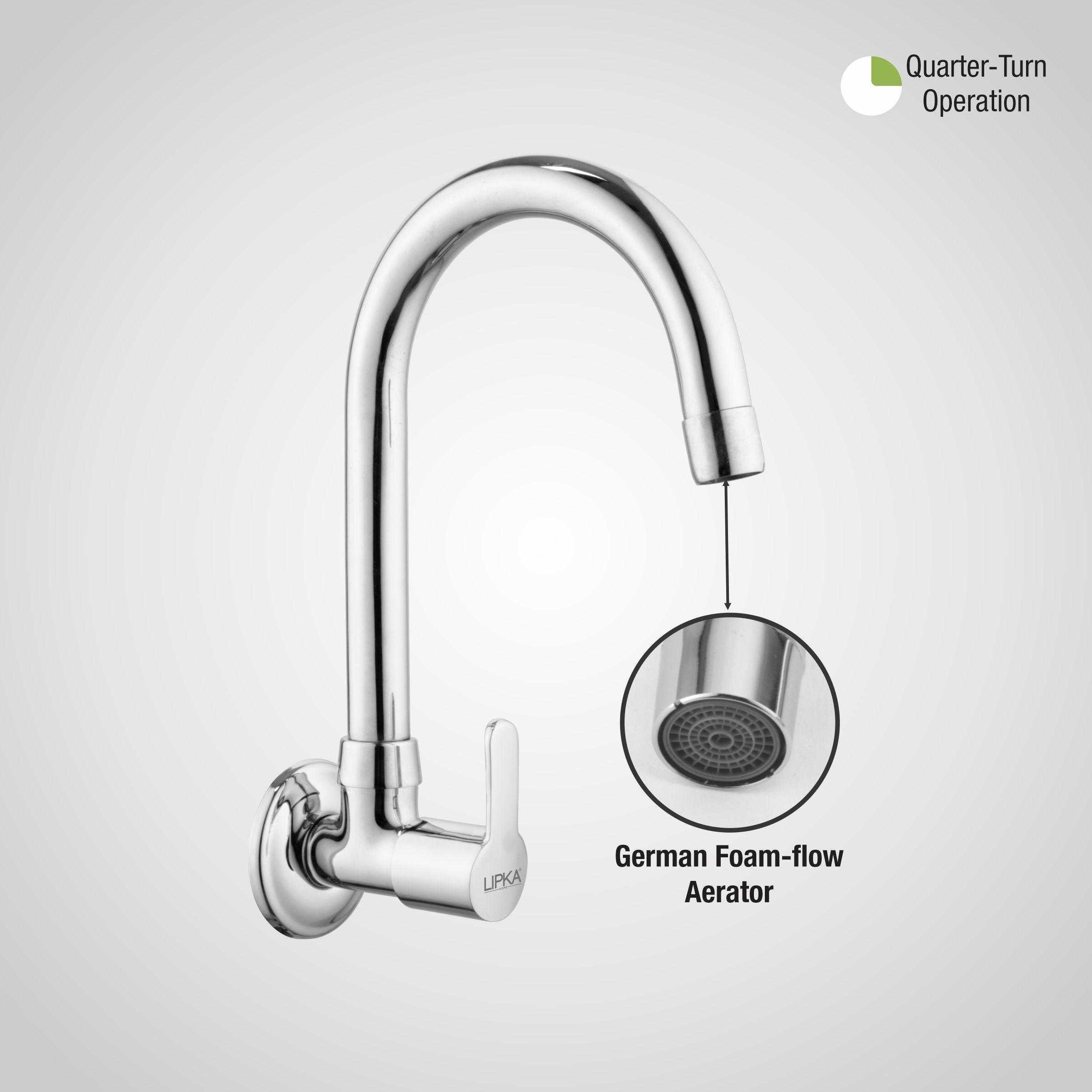 Frenk Sink Tap Brass Faucet with Round Swivel Spout (15 Inches) - LIPKA - Lipka Home