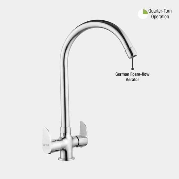 Arise Centre Hole Basin Mixer Brass Faucet with Round Swivel Spout (20 Inches) - LIPKA - Lipka Home