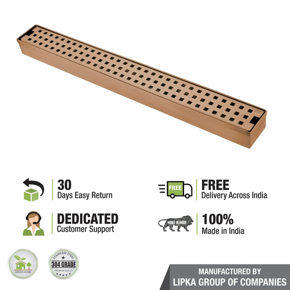 Palo Shower Drain Channel - Antique Copper (36 x 2 Inches) - LIPKA - Lipka Home