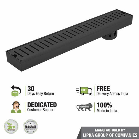 Vertical Shower Drain Channel - Black (32 x 3 Inches) - LIPKA - Lipka Home