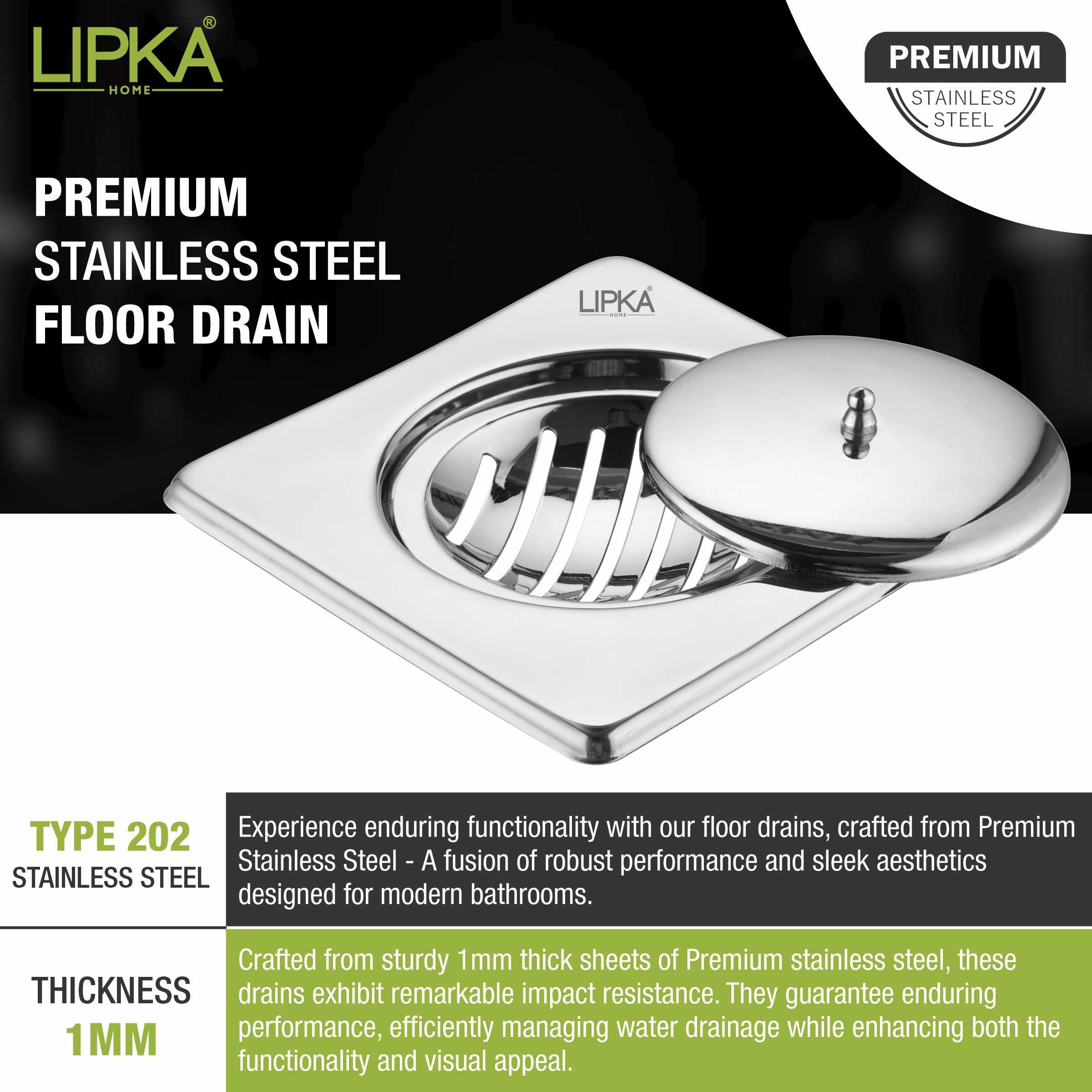 Saturn Square Floor Drain with Classic Jali (6 x 6 Inches) - LIPKA - Lipka Home