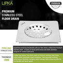 UNO Square Floor Drain (6 x 6 Inches) with Hole - LIPKA - Lipka Home