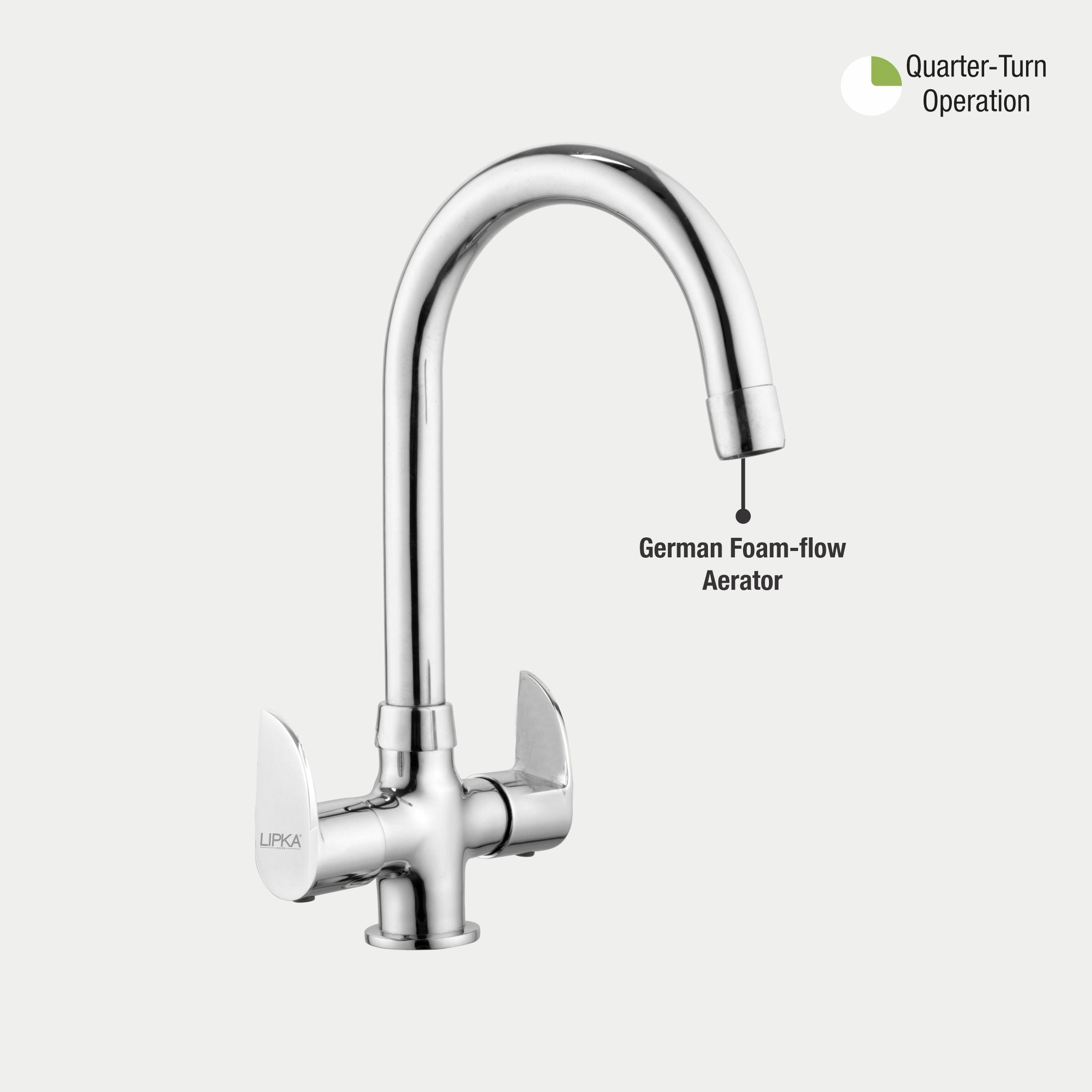 Arise Centre Hole Basin Mixer Brass Faucet with Round Swivel Spout (15 Inches) - LIPKA - Lipka Home