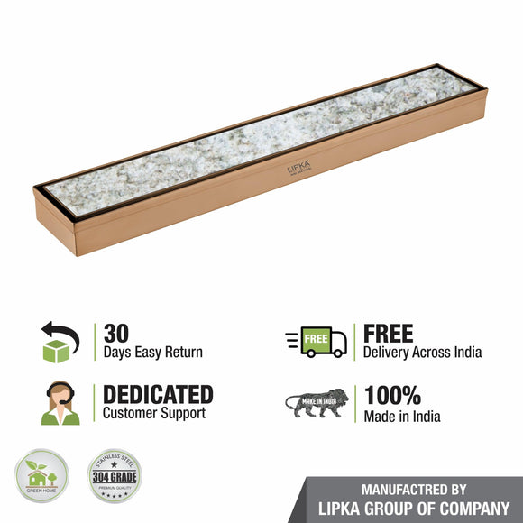 Marble Insert Shower Drain Channel - Antique Copper (12 x 2 Inches) - LIPKA - Lipka Home