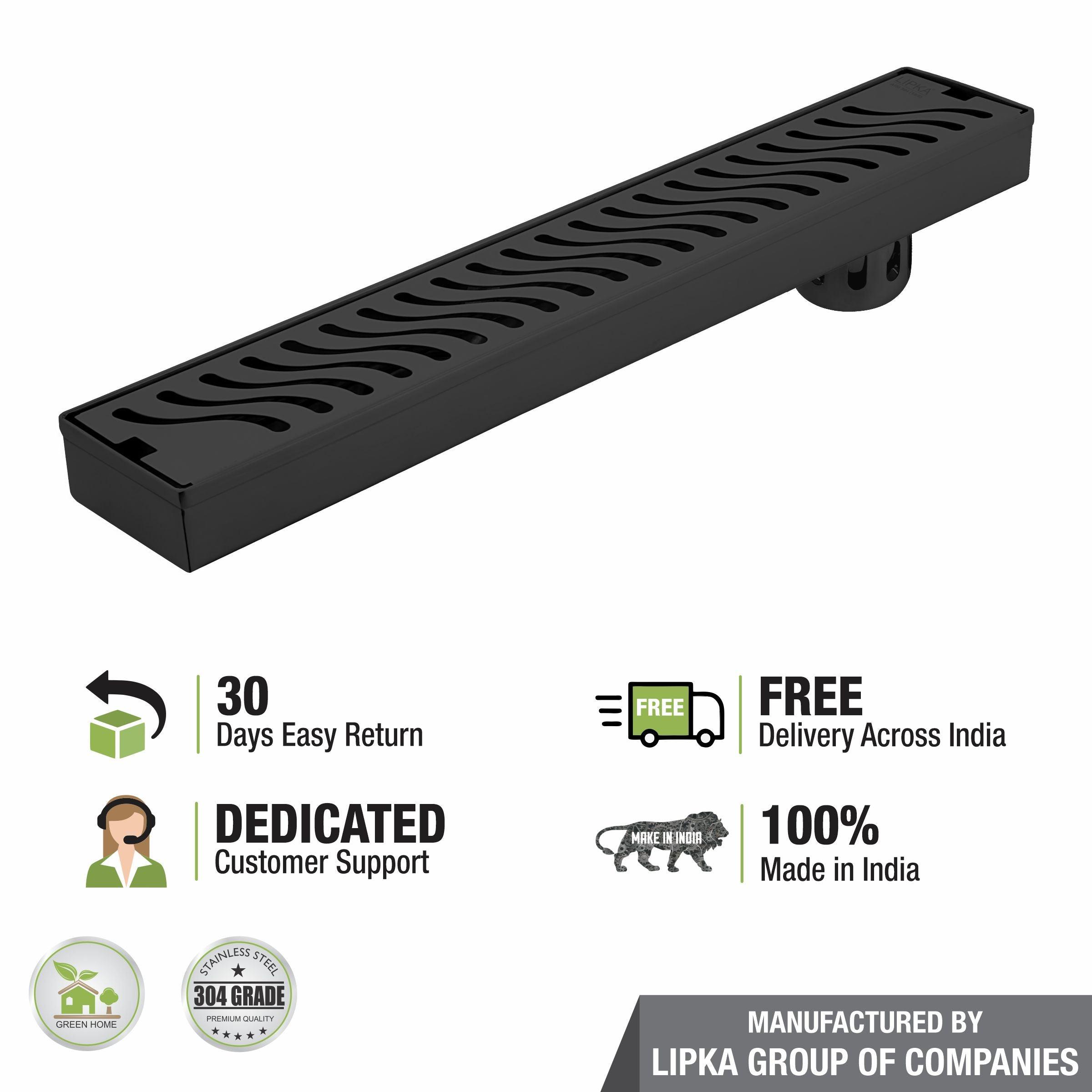 Wave Shower Drain Channel - Black (40 x 3 Inches) free delivery
