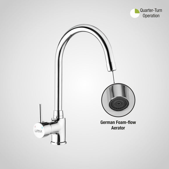 Kyron Single Lever Table Mount Sink Mixer Brass Faucet with Round Swivel Spout (20 Inches) - LIPKA - Lipka Home