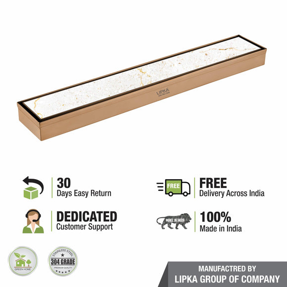 Tile Insert Shower Drain Channel - Antique Copper (24 x 2 Inches) - LIPKA - Lipka Home