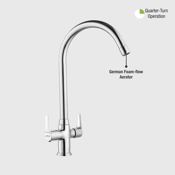 Coral Centre Hole Basin Mixer Brass Faucet with Round Swivel Spout (20 Inches) - LIPKA - Lipka Home