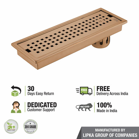 Palo Shower Drain Channel - Antique Copper (24 x 4 Inches) - LIPKA - Lipka Home