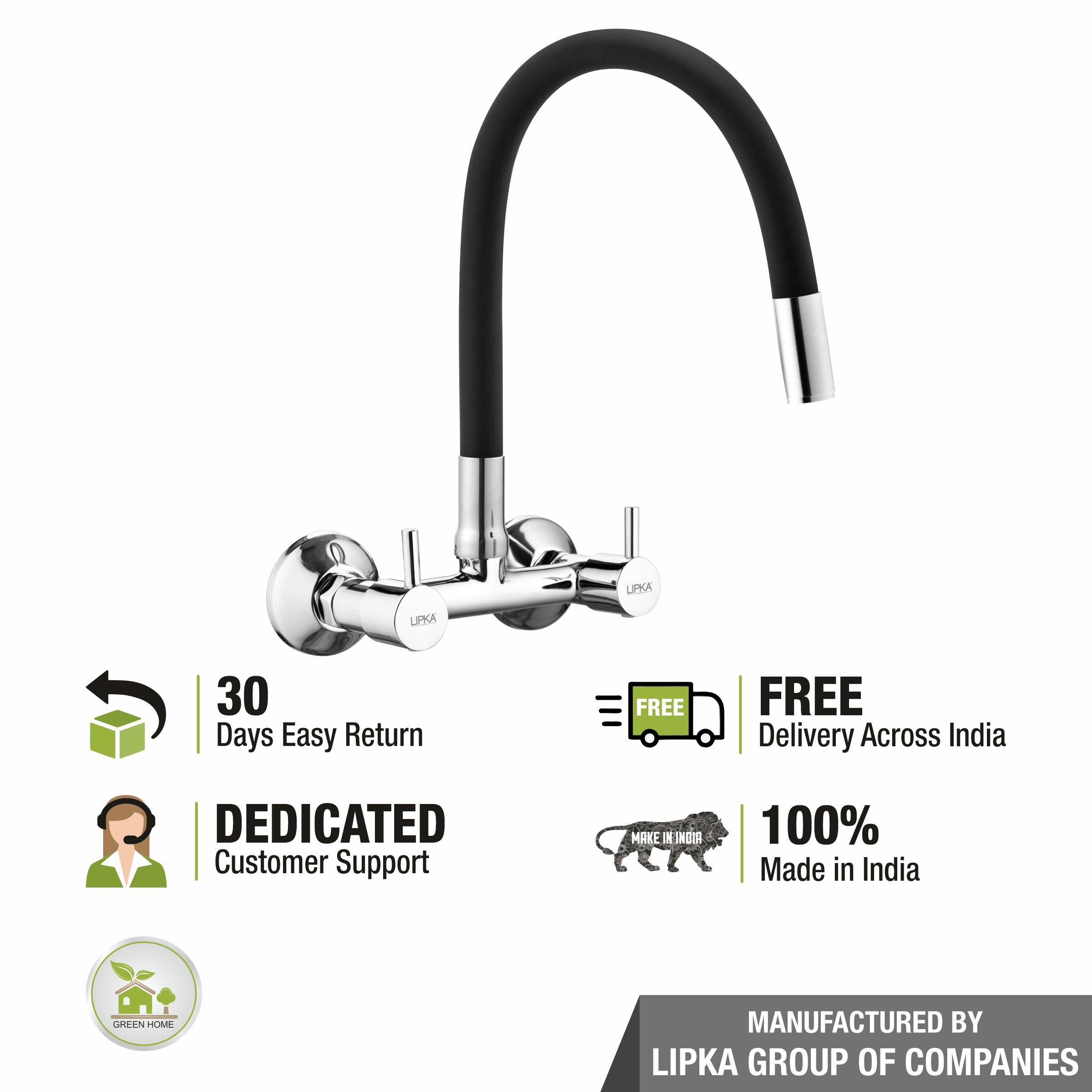 Kyron Sink Mixer Brass Faucet with Flexible Silicone Spout (Black) - LIPKA - Lipka Home