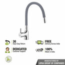 Kyron Single Lever Table Mount Sink Mixer Brass Faucet with Flexible Silicone Spout (Grey) - LIPKA - Lipka Home