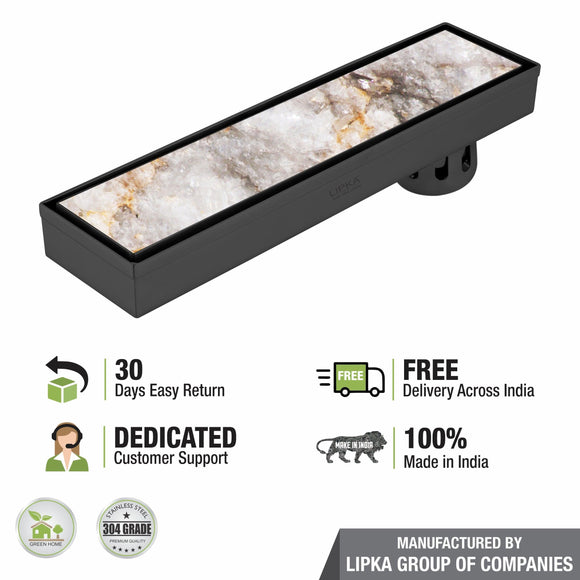 Tile Insert Shower Drain Channel - Black (18 x 3 Inches) - LIPKA - Lipka Home