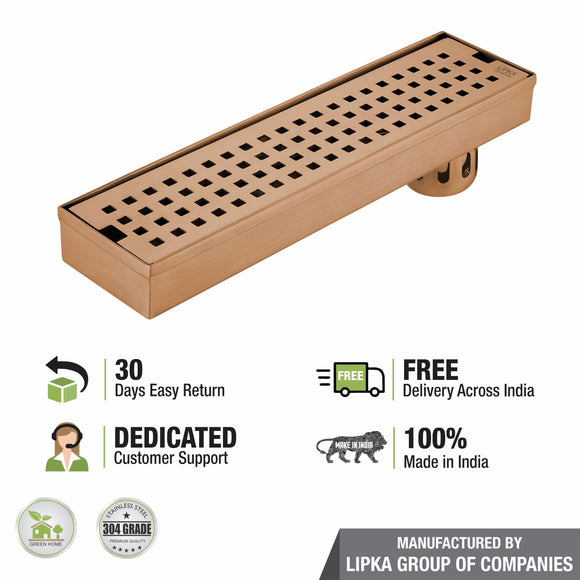 Palo Shower Drain Channel - Antique Copper (12 x 3 Inches) - LIPKA - Lipka Home