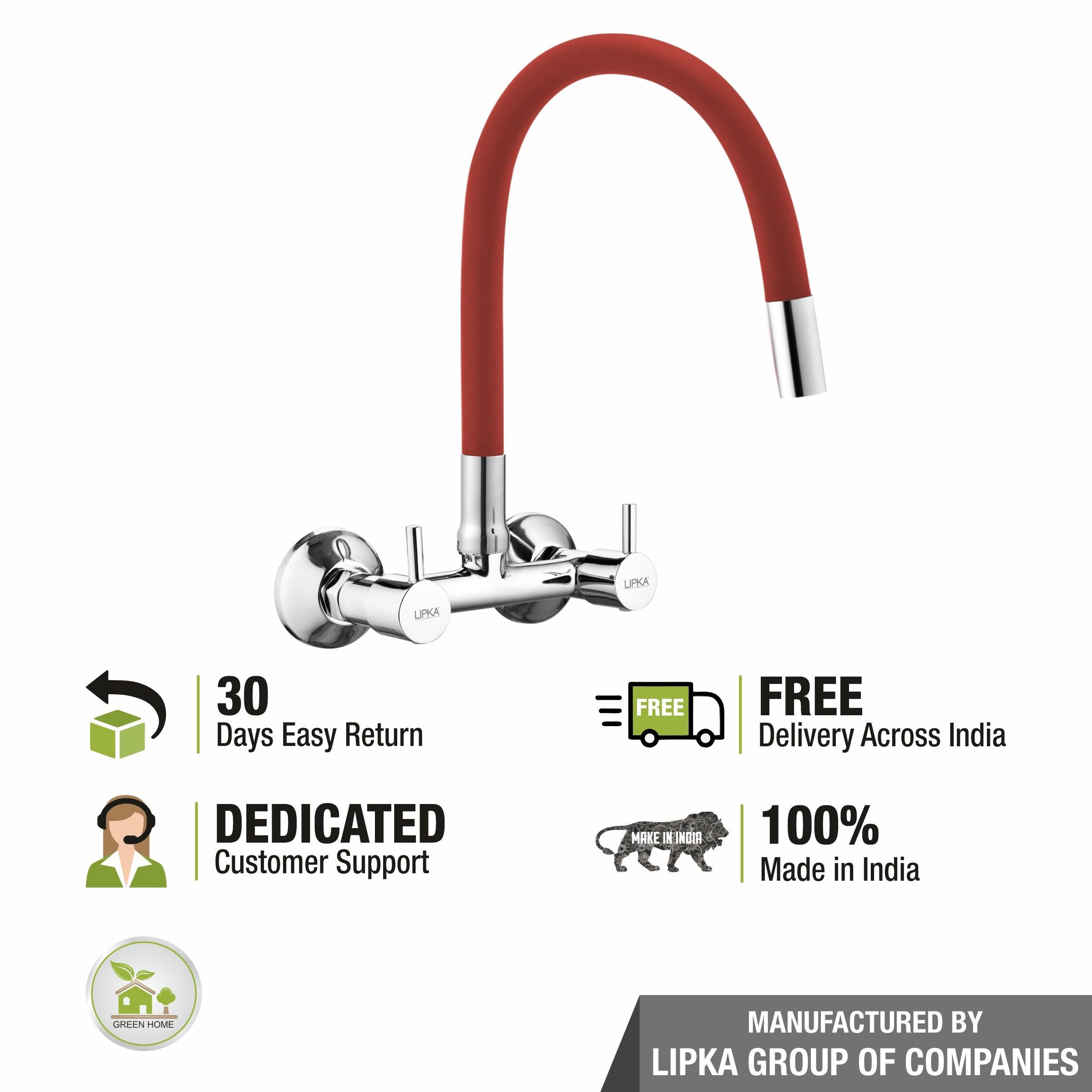 Kyron Sink Mixer Brass Faucet with Flexible Silicone Spout (Red) - LIPKA - Lipka Home