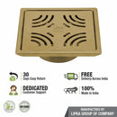 Purple Exclusive Square Floor Drain in Yellow Gold PVD Coating (6 x 6 Inches) with Cockroach Trap - LIPKA - Lipka Home