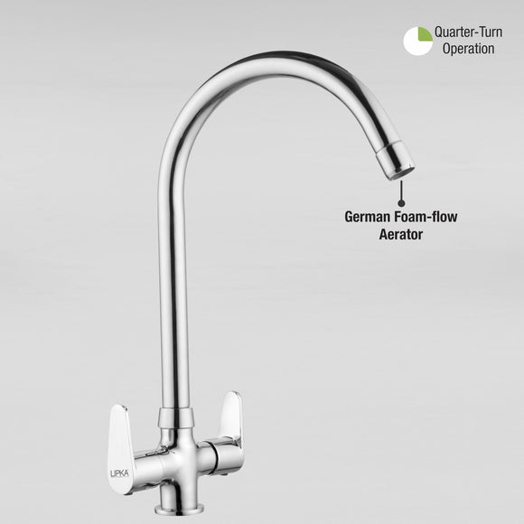 Virgo Centre Hole Basin Mixer Brass Faucet with Round Swivel Spout (20 Inches) - LIPKA - Lipka Home