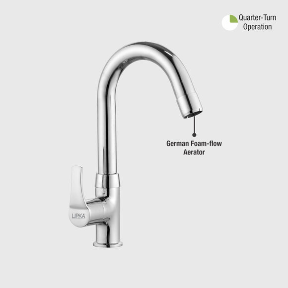 Coral Swan Neck Brass Faucet with Round Swivel Spout (12 Inches) - LIPKA - Lipka Home