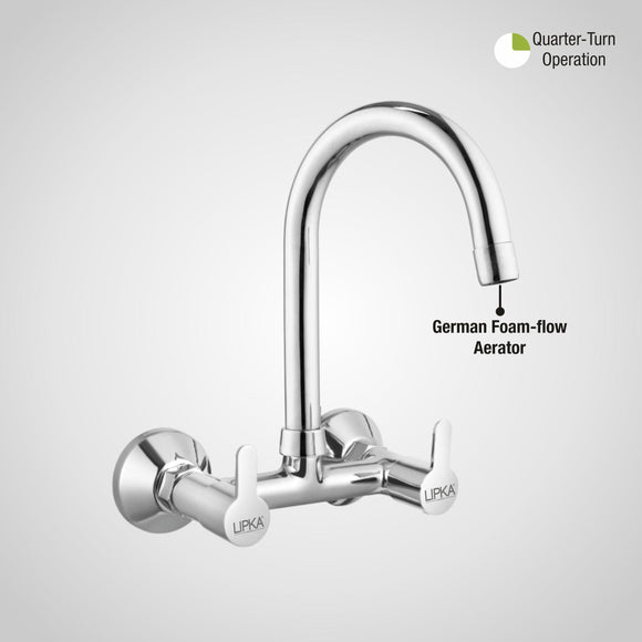 Fusion Sink Mixer Brass Faucet with Round Swivel Spout (15 Inches) - LIPKA - Lipka Home