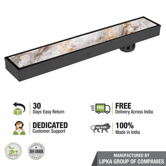 Tile Insert Shower Drain Channel - Black (32 x 3 Inches) - LIPKA - Lipka Home