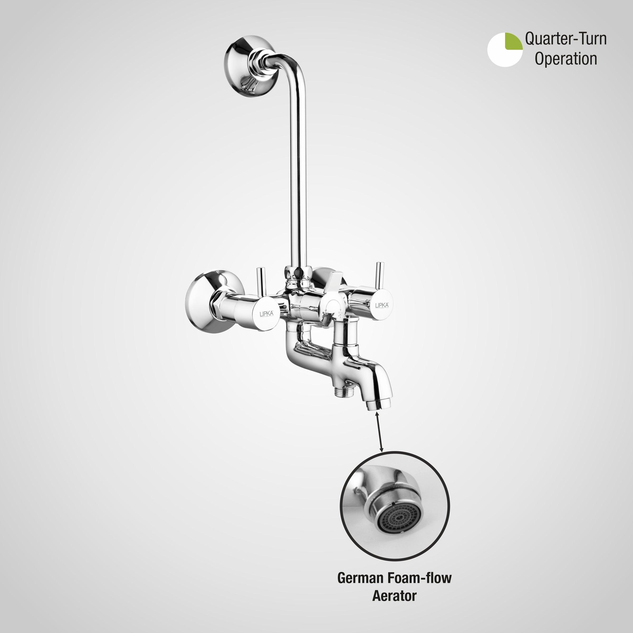 Kyron 3 in 1 Wall Mixer Brass Faucet with L Bend - LIPKA - Lipka Home