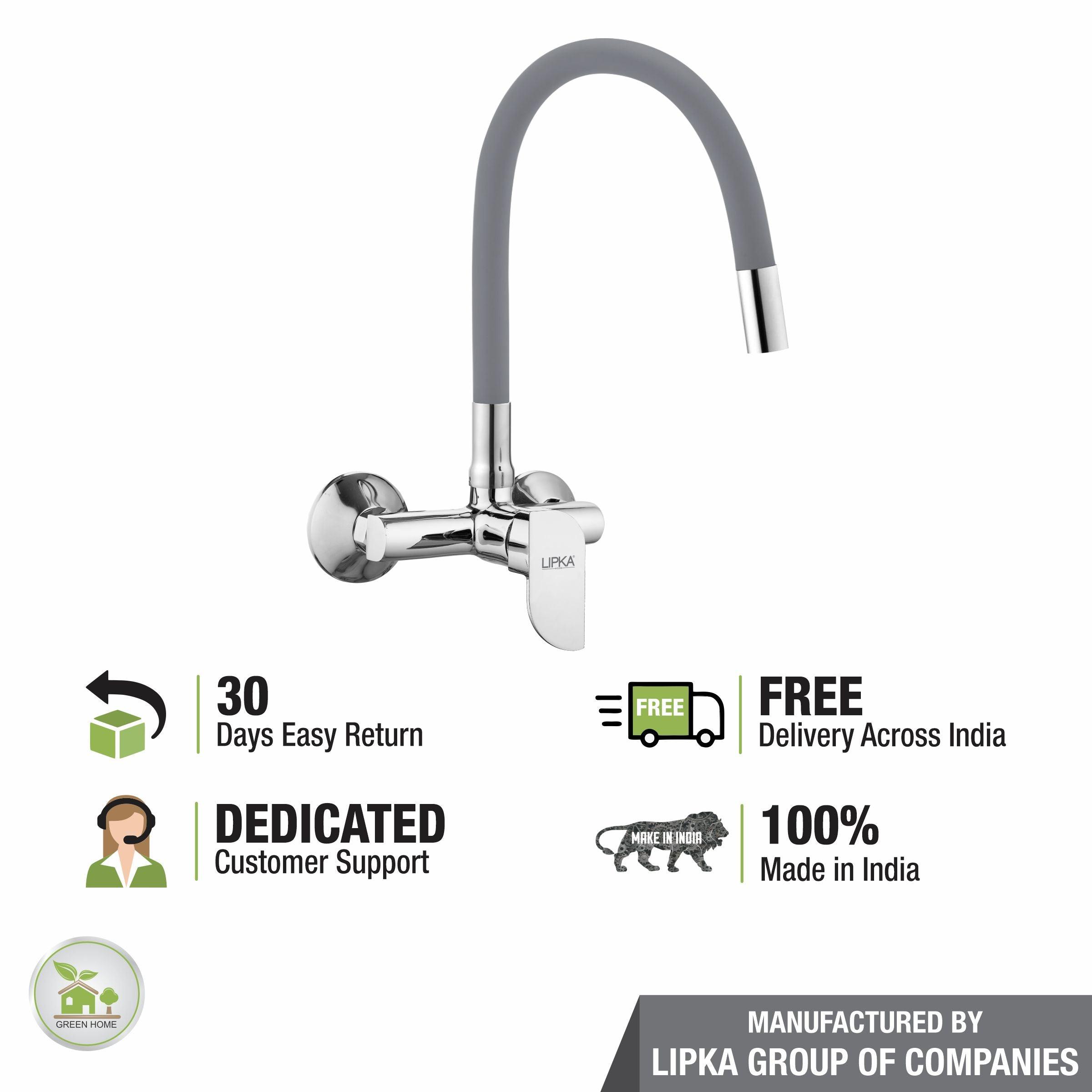 Arise Single Lever Sink Mixer with Grey Flexible Silicone Spout (20 Inches) - LIPKA - Lipka Home