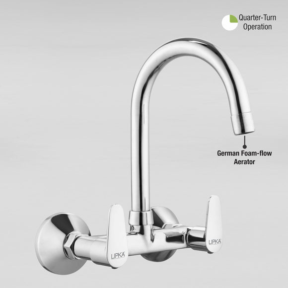 Virgo Sink Mixer Brass Faucet with Round Swivel Spout (15 Inches) - LIPKA - Lipka Home