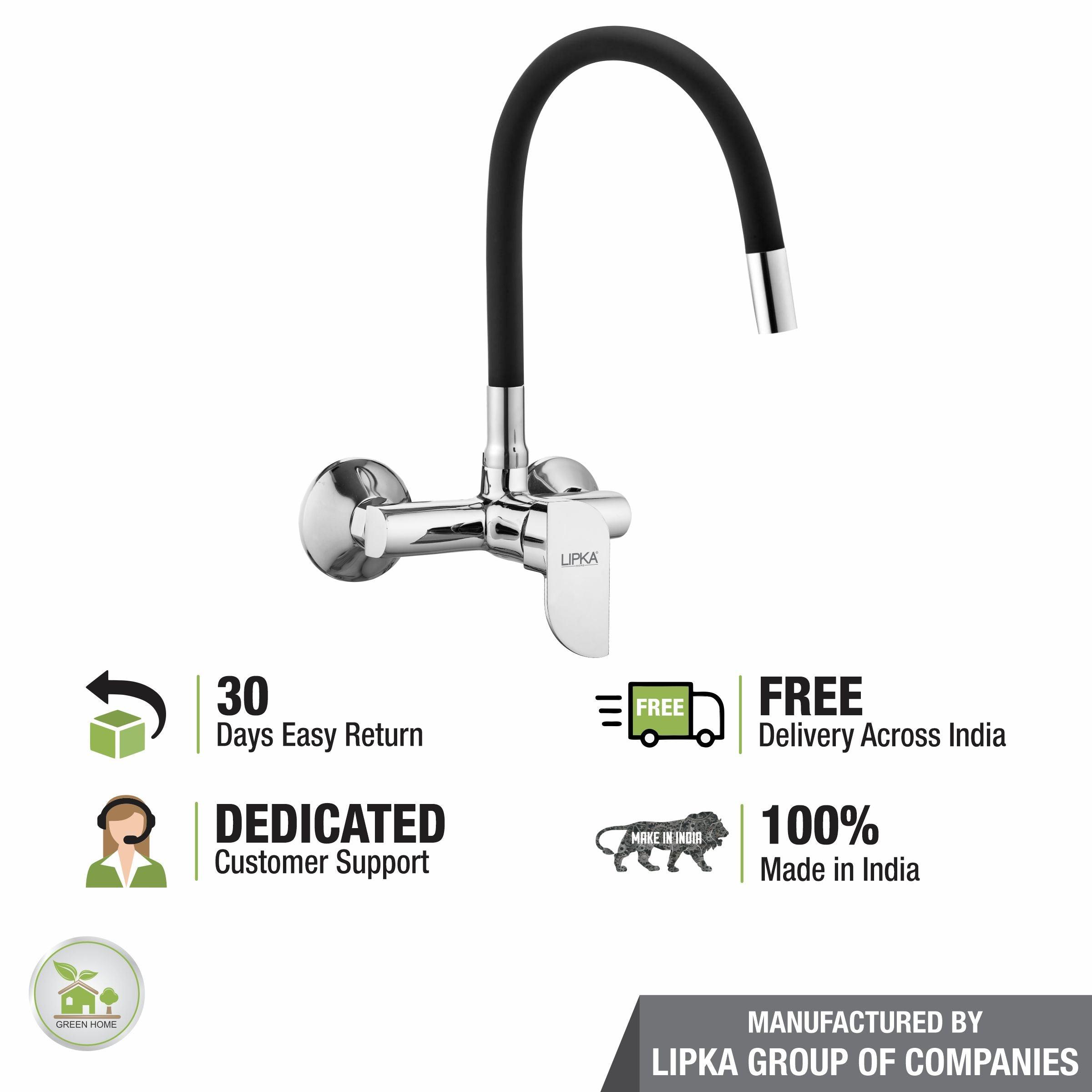 Arise Single Lever Sink Mixer with Black Flexible Silicone Spout (20 Inches) - LIPKA - Lipka Home