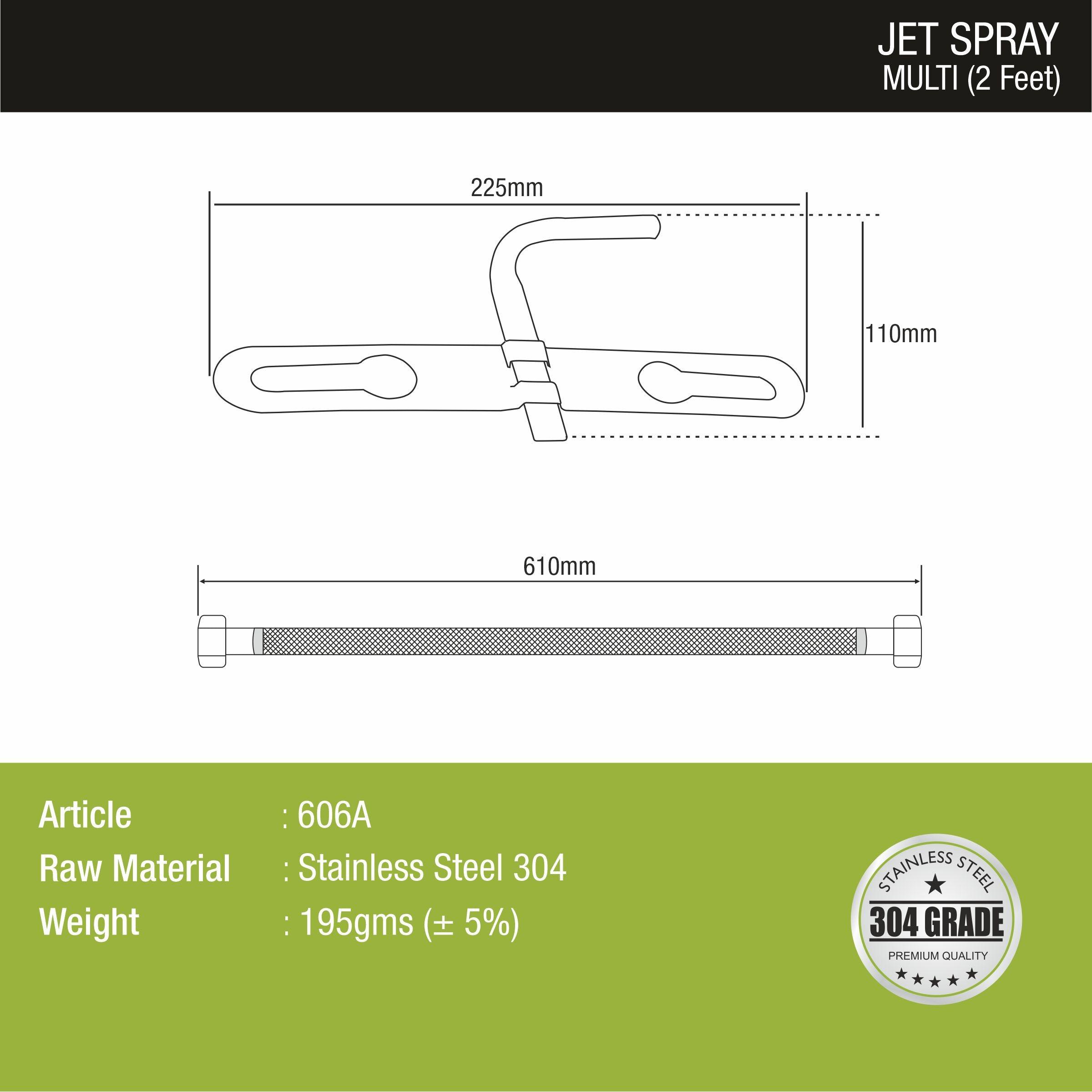 Multi Jet Spray with 304-Grade SS Holder & 2 Feet Hose - LIPKA - Lipka Home