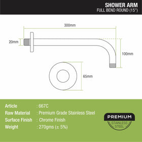 Full Bend Round Shower Arm (15 Inches) - LIPKA - Lipka Home