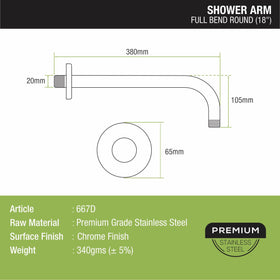 Full Bend Round Shower Arm (18 Inches) - LIPKA - Lipka Home
