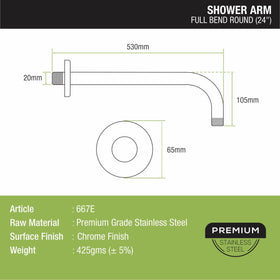 Full Bend Round Shower Arm (24 Inches) - LIPKA - Lipka Home