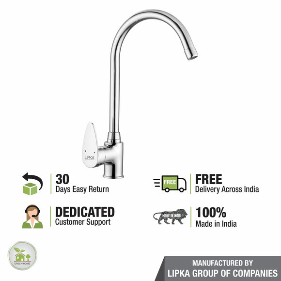 Virgo Single Lever Table Mount Sink Mixer Brass Faucet with Round Swivel Spout (20 Inches) - LIPKA - Lipka Home